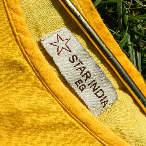 Yellow Screen Printed Chemise Aesthetic Mini Dress - Picture 7 of 13